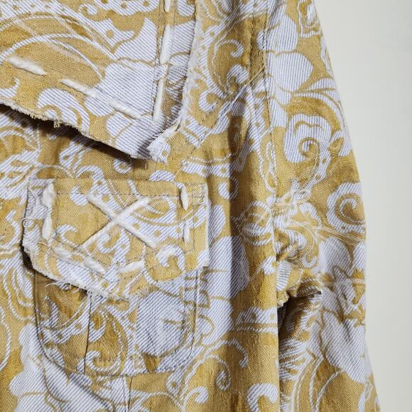 Nick & Mo floral print tie waist ruffle trim button front jacket woman's size L - Picture 5 of 15